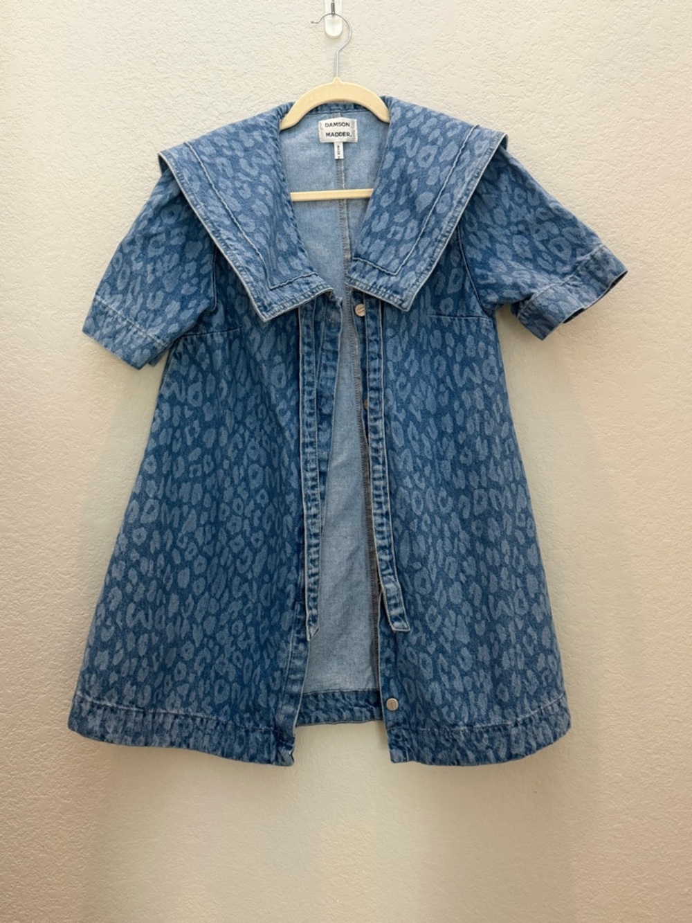 Damson Madder Goldie Leopard Laster Denim A-Line Dress Size 12 - Picture 3 of 8